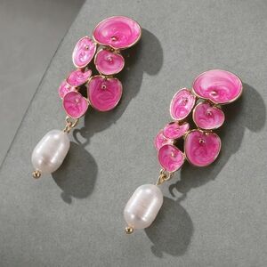 Anthropologie Pink and Gold Earrings